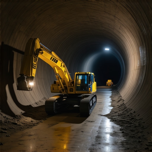 Futuristic underground site with AI and automation in excavation