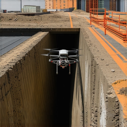 Autonomous drone inspecting underground utilities and soil conditions in a city construction site