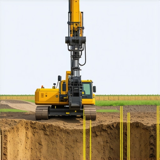 Robotic trenching and vacuum excavation machinery working together with sensors on a construction site