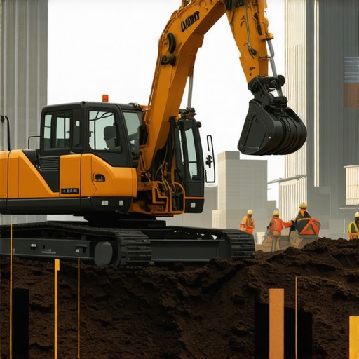 High-tech underground construction site with digital mapping and advanced machinery