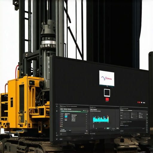 High-tech drilling rig with sensors and analytics Modern drilling rig equipped with sensors and data analytics interface