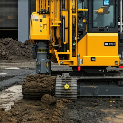 Modern trenching machinery with AI sensors working on a construction site