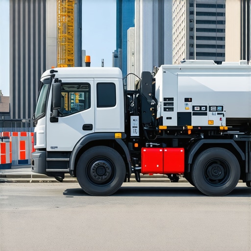 Advanced Hydrovac with Sensor Technology Hydrovac truck equipped with ground-penetrating radar and sensors operating in urban construction environment.