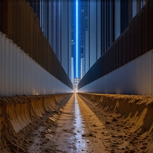 Advanced AI and sensor-equipped trenching equipment operating in dense city environment