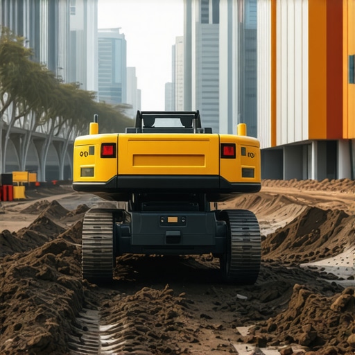 Next-Gen Excavation Technologies Robotic excavation equipment with AI sensors operating in urban construction site