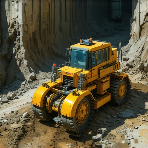 Next-Gen Underground Excavation Technologies Autonomous machinery and drones operating in a futuristic underground excavation site.
