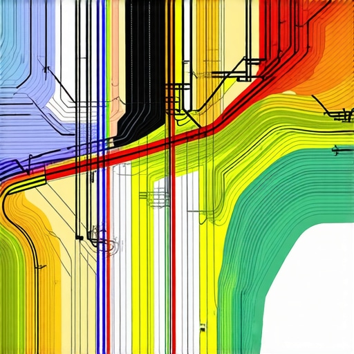 A comprehensive digital model displaying underground utilities and geographical features in an urban setting