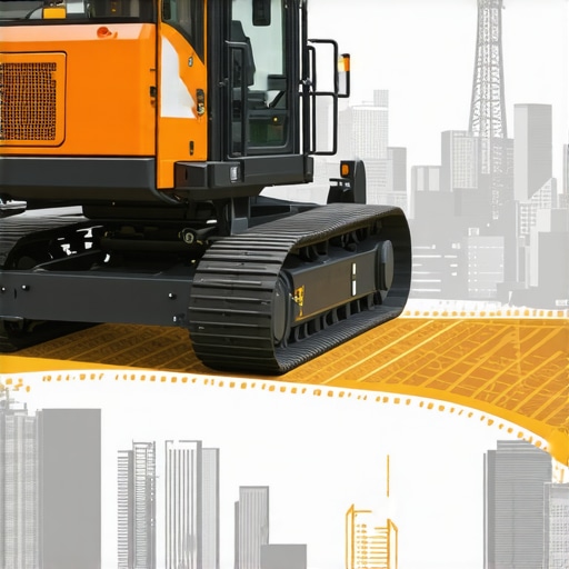 Advanced GPS-guided trenching machine performing precise excavation in cityscape.