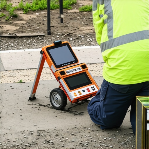 Geophysical survey equipment mapping underground utility lines