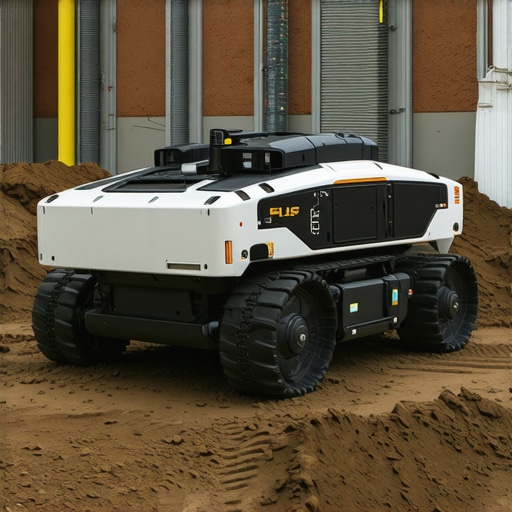 Robot equipped with sensors conducting underground trenching amidst utilities.