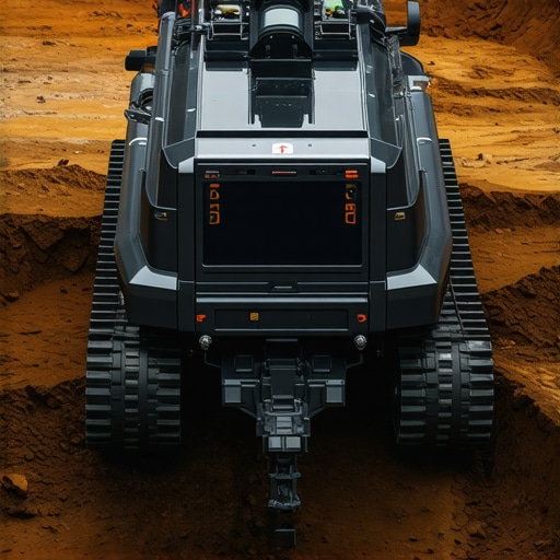 An autonomous hydrovac machine with AI sensors performing underground excavation.