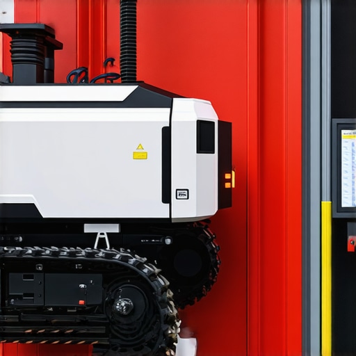 Robotic trenching machine equipped with AI and sensors performing underground excavation in city setting.