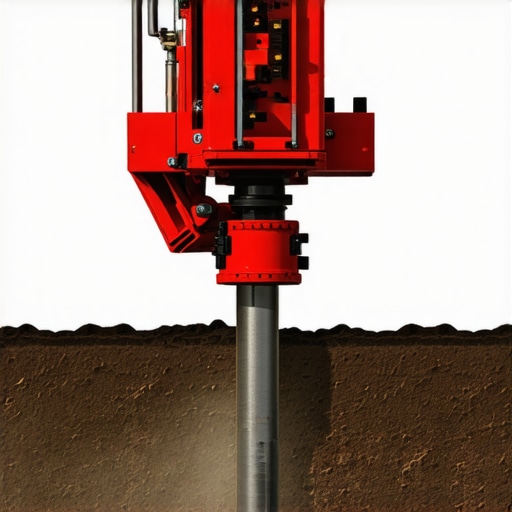 Close-up of an advanced borehole drill with integrated sensors analyzing soil layers underground