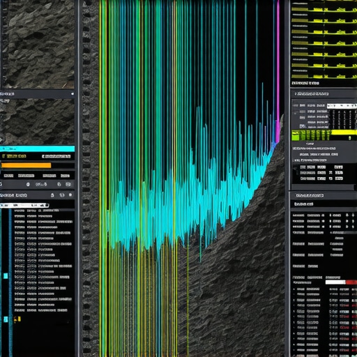 Sensor array with AI interface analyzing underground geological data during borehole drilling.