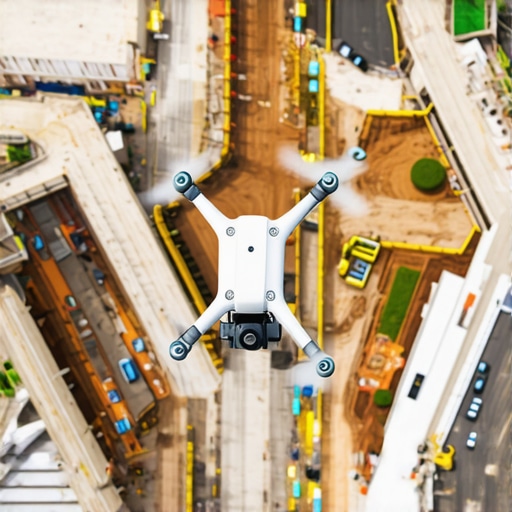 Drone deploying geotechnical sensors over a construction site