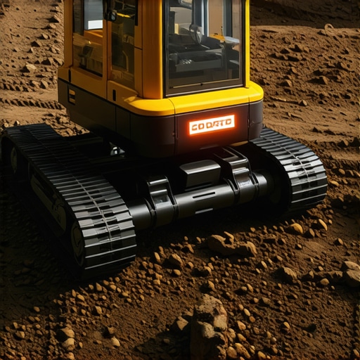 Futuristic robotic excavator equipped with AI sensors operating in dense urban underground setting.