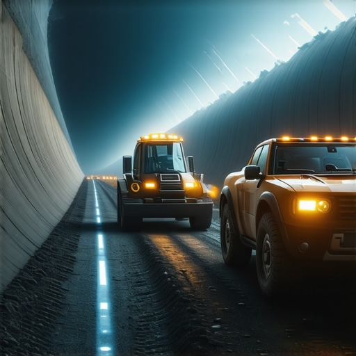 Advanced autonomous underground excavation with sensors and AR overlays.