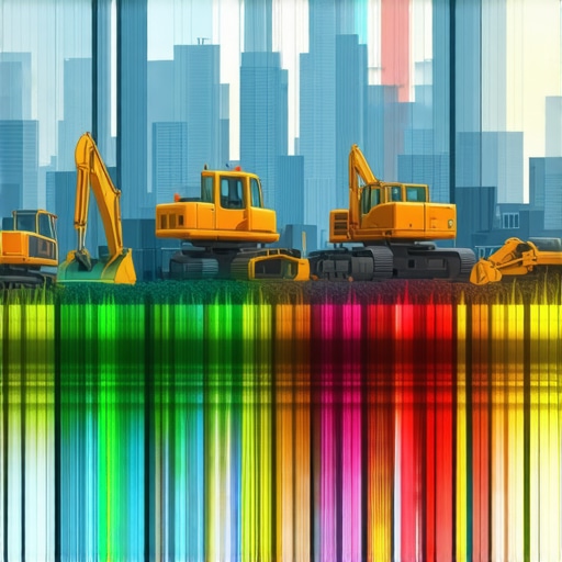 High-tech machinery with sensors and adaptive shoring at urban trenching site in a futuristic cityscape.