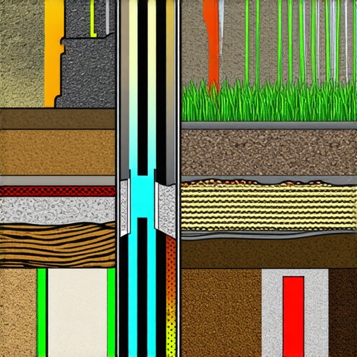 Diagram illustrating advanced soil stabilization layers integrated with sensors for real-time monitoring.