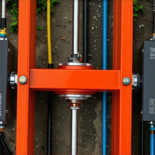 Illustration of futuristic underground sensors visualizing soil and utility data in real time