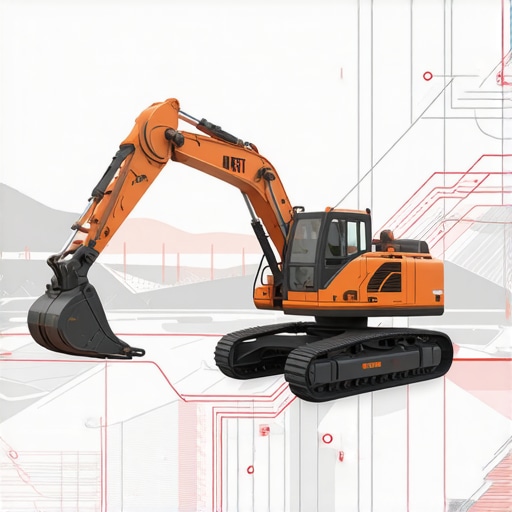 A high-tech underground construction scene featuring autonomous machinery operating with digital maps overlay