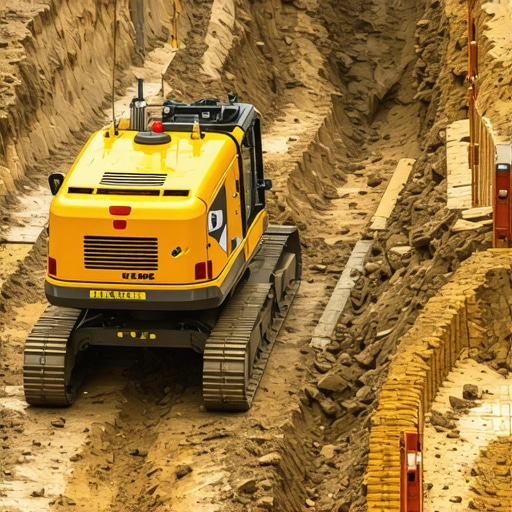 A photo showing autonomous trenching equipment equipped with sensors working beneath city streets
