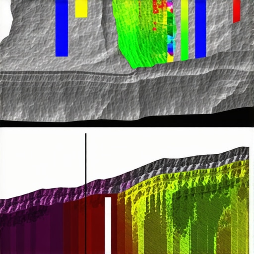 Urban construction site with overlay of detailed 3D underground geological model