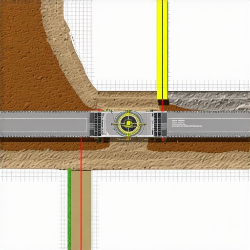 Visual representation of urban underground geotechnical survey with sensors and 3D data overlays.