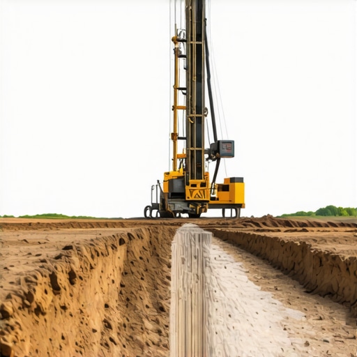 Close-up of borehole sensors and geotechnical tools during drilling in urban environment
