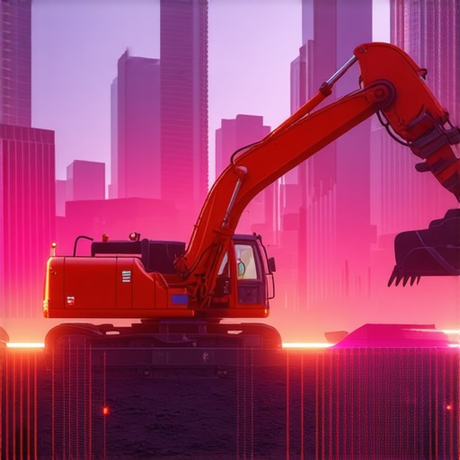 Futuristic hydrovac machine with digital data readings during urban site work