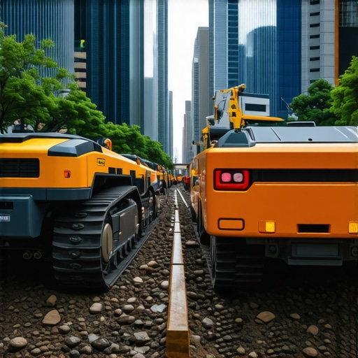 Futuristic underground utility detection using AI and robotics in an urban environment.