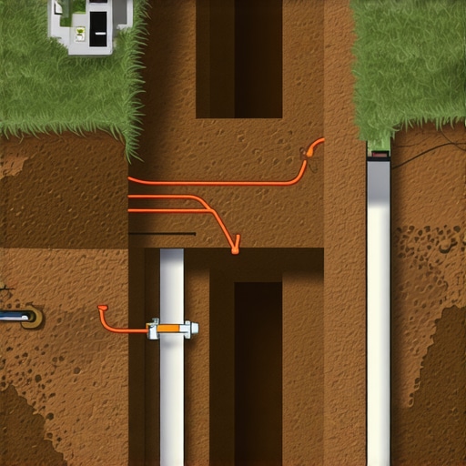 Illustration of sensors and microbial stabilizers managing soil stability in underground trenches.