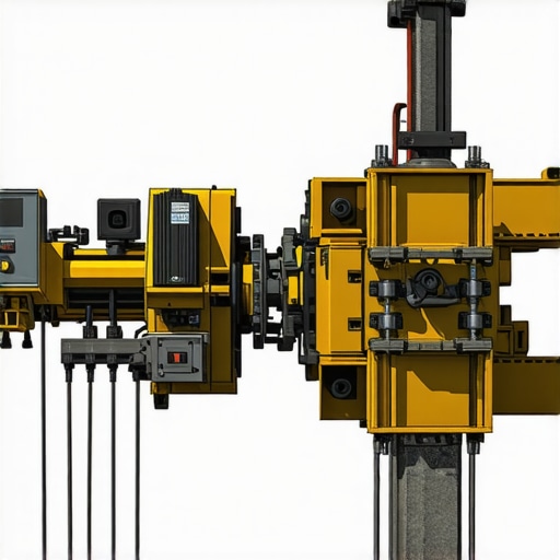 Construction workers applying soil stabilization techniques using advanced equipment with sensors