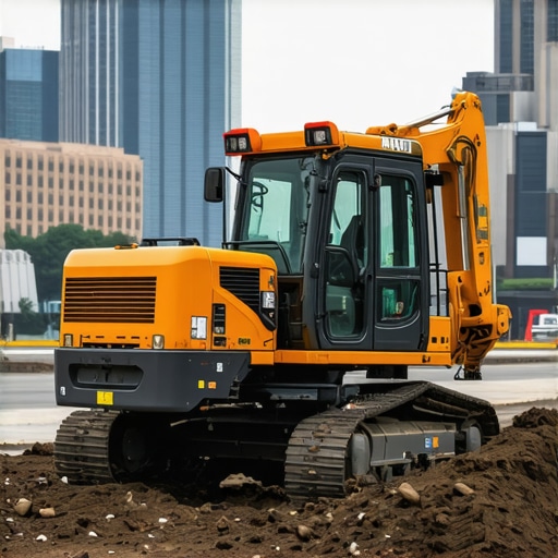 Vacuum excavation machinery on city construction site with soil analysis sensors.