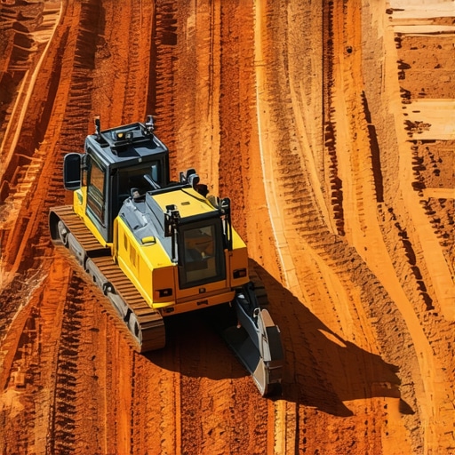 Modern trenching machinery equipped with sensors working in a seismic-prone construction site