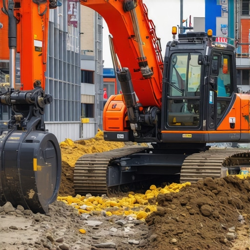 Smart Modular Excavation Equipment Advanced modular excavation machinery equipped with sensors working in an urban environment