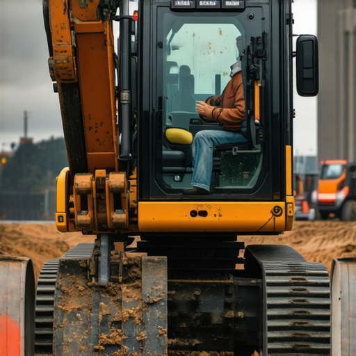 AI-Driven Autonomous Excavator in Urban Environment An autonomous excavator using smart sensors and AI technology performing precise utility trenching in a city setting.