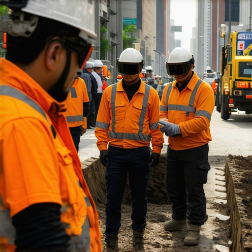 Operator using augmented reality glasses observing underground utility mapping during hydroexcavation.