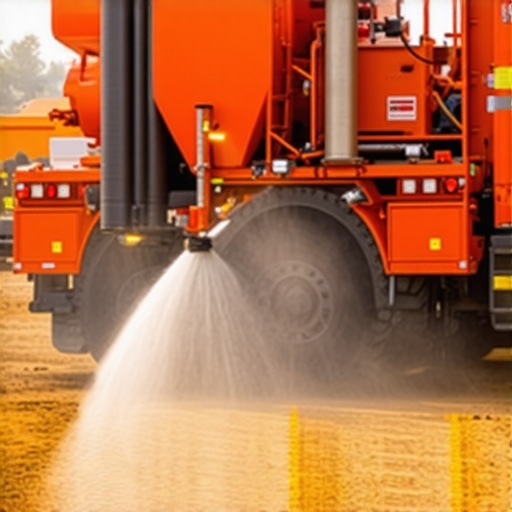 Advanced Hydrovac System in Action Hydrovac truck equipped with high-tech nozzles and sensors operating in dry soil trenching scenario.