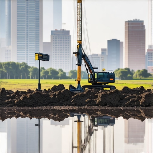 Sensors and monitoring equipment tracking soil and groundwater conditions during city excavation.