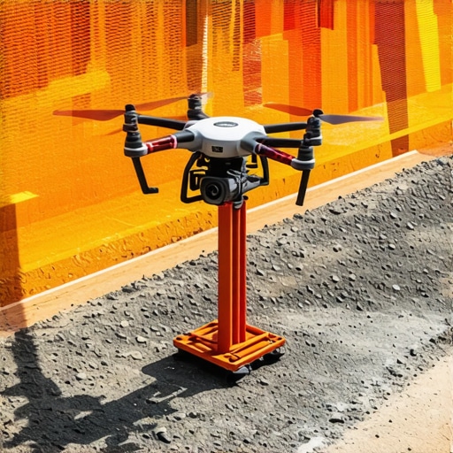 Drone equipped with thermal camera and ground-penetrating radar scanning underground utilities in an urban environment.