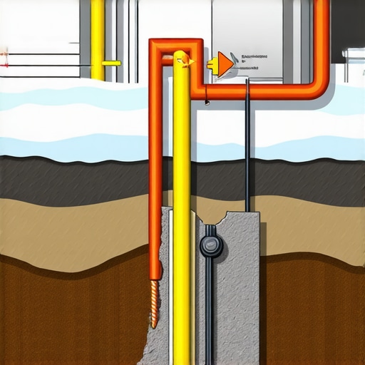 Illustration of a geothermal system integrating phase-change materials and insulation layers to prevent frost heave.