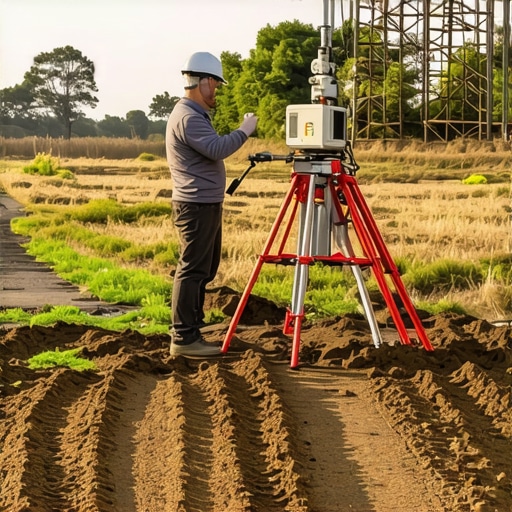 Advanced geophysical survey equipment assessing heavy clay subsurface conditions.