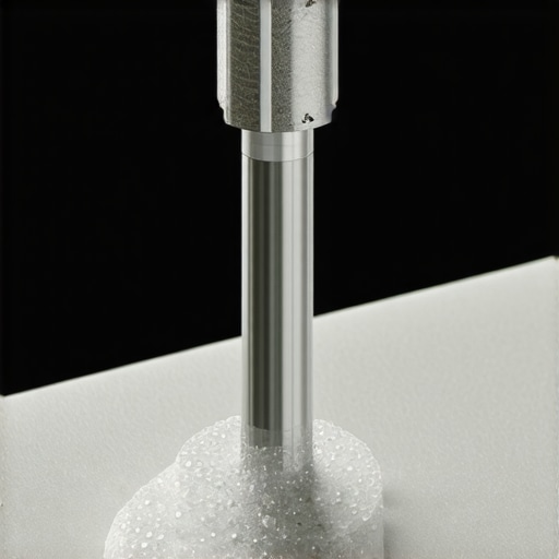 Close-up of a hydrovac nozzle made from nano-structured ceramic composite undergoing testing.