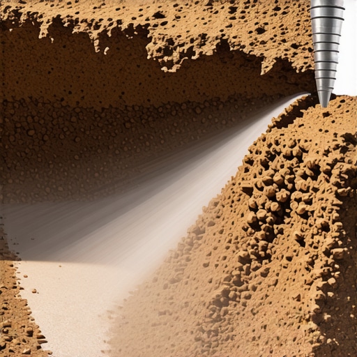 Soil stabilization materials infiltrating sandy ground for enhanced trench stability.