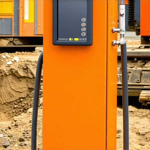 Digital dashboard showing real-time hydraulic pressure data with soil condition sensors on a construction site.