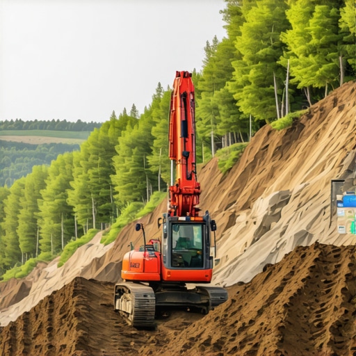 Hydrovac excavation process on a hillside with digital soil analysis tools