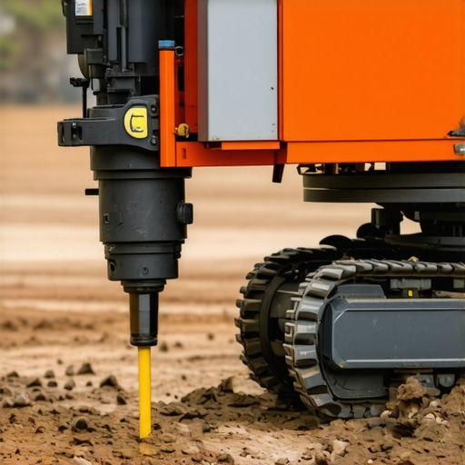 High-Tech Borehole Drilling Equipment in Action Borehole drilling apparatus with sensors operating in underground soil.