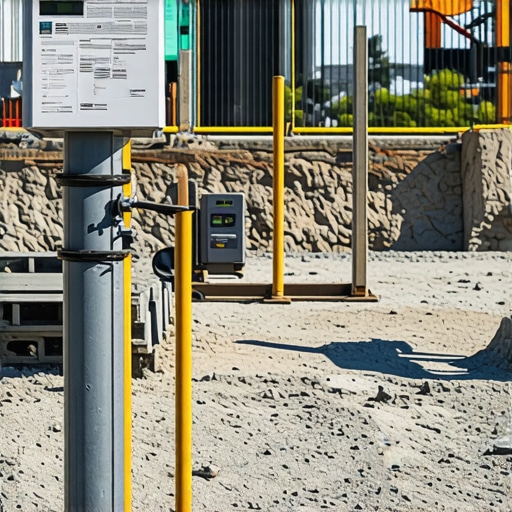 Scene depicting sensors and control panels monitoring groundwater levels in a trenching project.