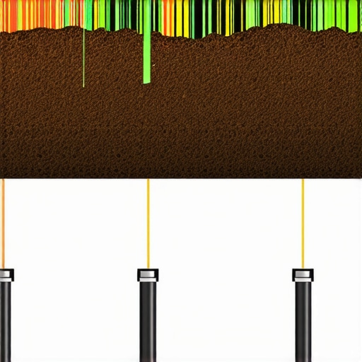 Close-up of sensors monitoring soil moisture in underground utility excavation